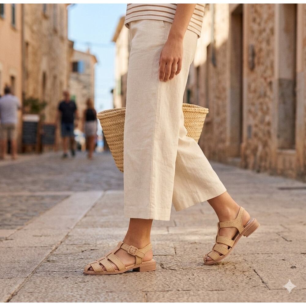 Dolce Vita Winder Woven Basketweave Platform Sandal Tan NWOB Coastal Casual 9